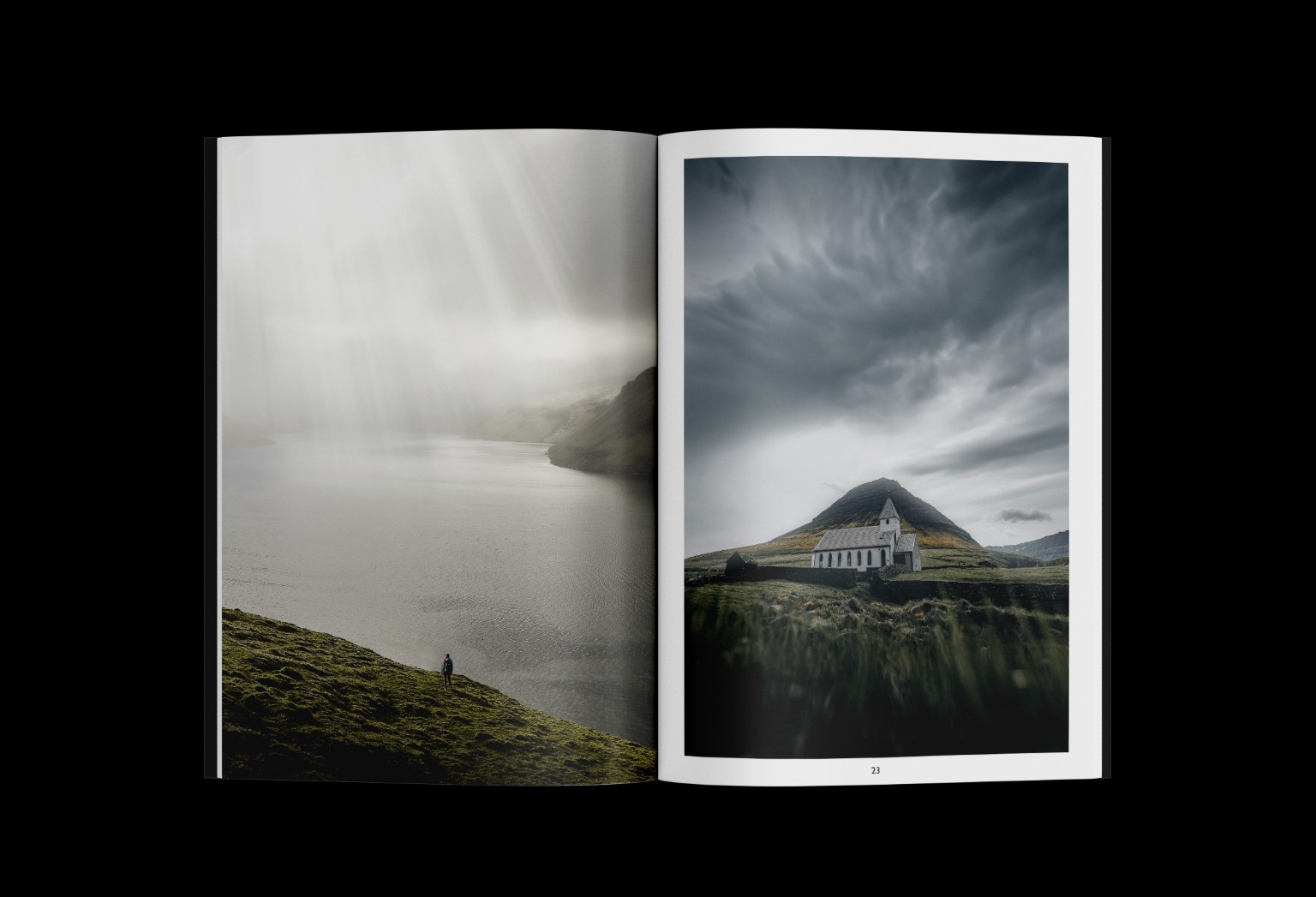 Double page de BEAJIÑ : paysages des îles Féroé